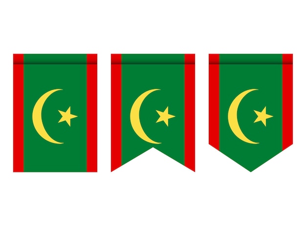 Bandera de mauritania o banderín aislado sobre fondo blanco. icono de la bandera del banderín.