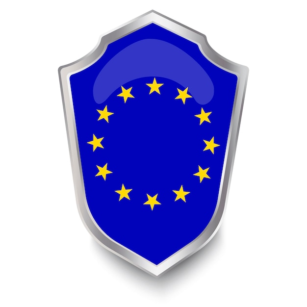 La bandera medieval de la Unión Europea Emblema del escudo de la UE Un símbolo de la protección de los estados europeos Icono del vector