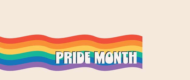 Bandera del mes del orgullo con la bandera del orgullo LGBTQ Bandera del arco iris con el texto del mes del orgull El amor es el amor 2025