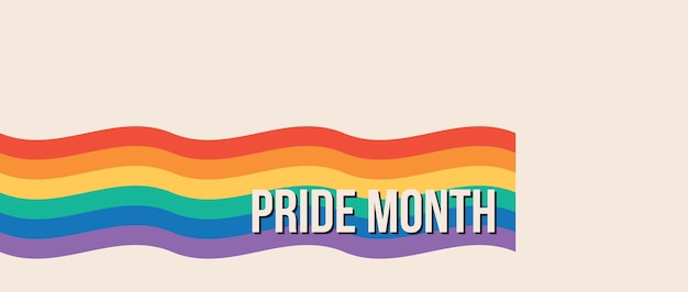 Bandera del mes del orgullo con la bandera del orgullo LGBTQ Bandera del arco iris con el texto del Mes del orgullo El amor es el amor 2024