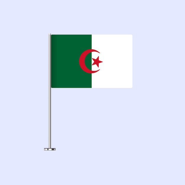 Bandera de mesa aislada de Argelia en el poste Diseño vectorial de la bandera argelina para impresión y web