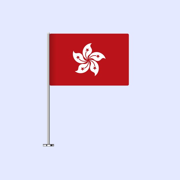 Bandera de mesa aislada de Hong Kong en el poste Diseño vectorial de la bandera de Hong Kong para impresión y web
