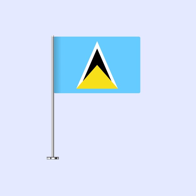 Bandera de mesa aislada de Santa Lucía en el poste Diseño vectorial de la bandera de Santa Lucia para impresión y web