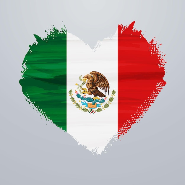 Bandera de México en forma de corazón