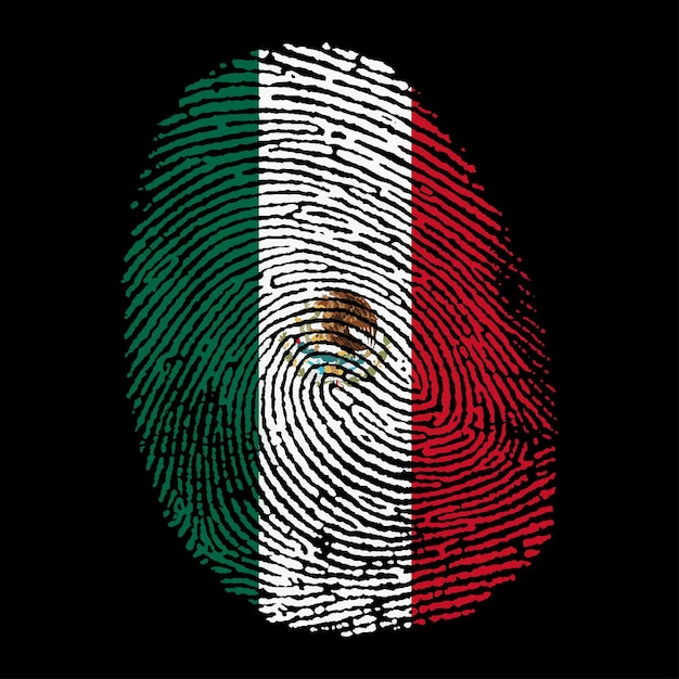 bandera de méxico en la huella del dedo