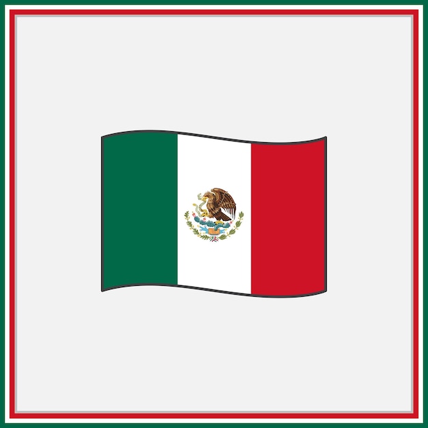 Bandera de méxico ilustración vectorial de dibujos animados bandera de méxico icono plano contorno bandera nacional de méxico