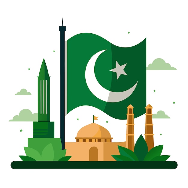 Una bandera con una mezquita en la parte superior