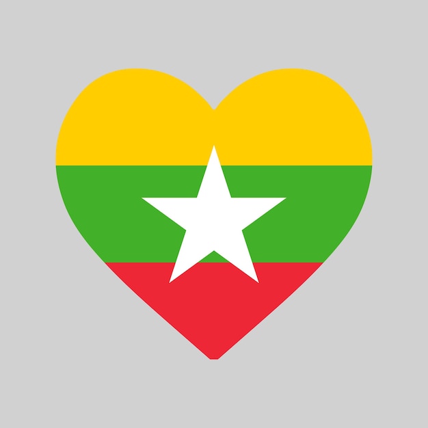 bandera de mianmar en forma de corazón