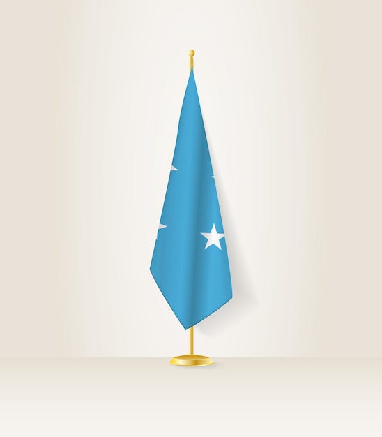 Bandera de micronesia en un soporte de bandera