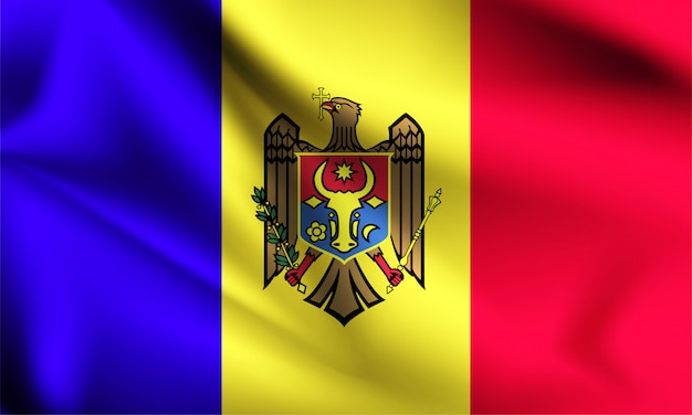 Bandera de Moldavia ondeando al viento. parte de una serie. Ondeando la bandera de Moldavia.