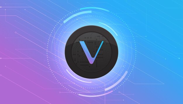 Bandera de moneda vechain. Fondo de banner de concepto de criptomoneda de moneda VET.