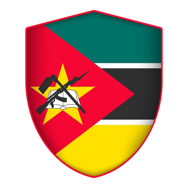 Bandera de Mozambique en forma de escudo Ilustración vectorial