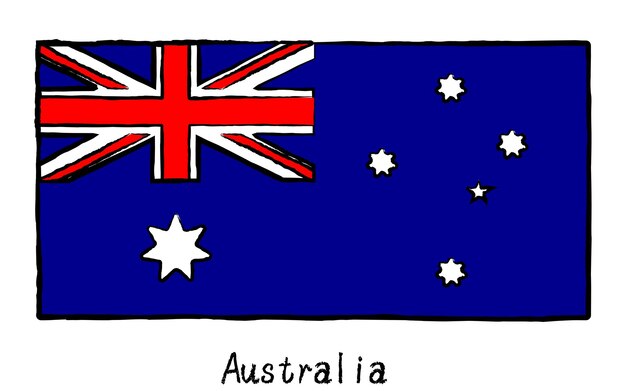 Vector bandera mundial analógica dibujada a mano de australia