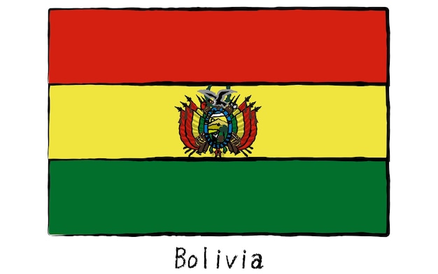 Bandera mundial analógica dibujada a mano de bolivia