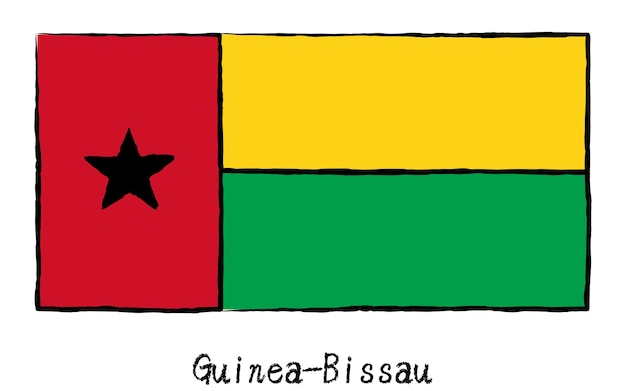 Bandera mundial analógica dibujada a mano de guinea-bissau