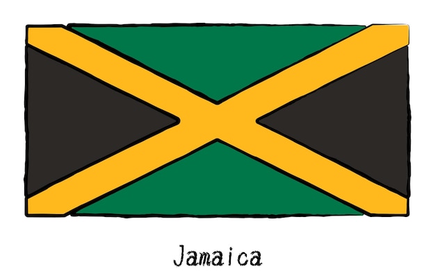 Vector bandera mundial analógica dibujada a mano de jamaica