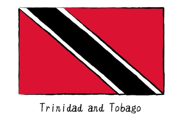 Vector bandera mundial analógica dibujada a mano de trinidad y tobago