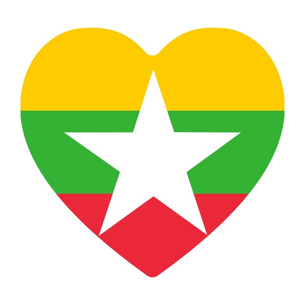 Bandera de Myanmar con diseño en forma de corazón Bandera de Burma