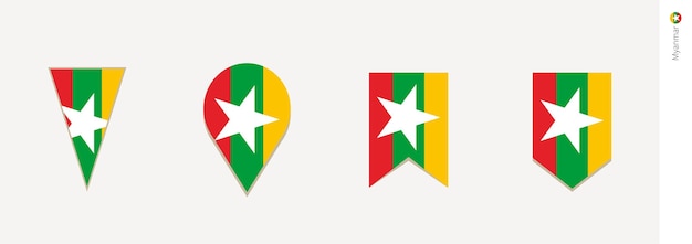 Bandera de Myanmar en la ilustración de vector de diseño vertical