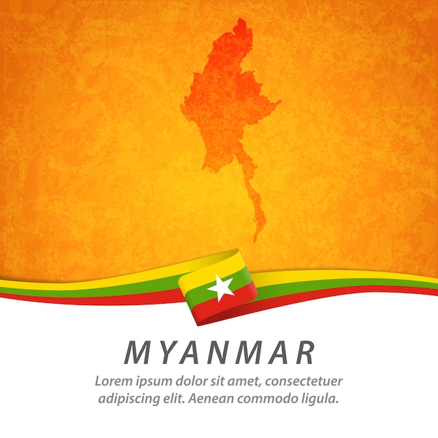 Bandera de myanmar con mapa central