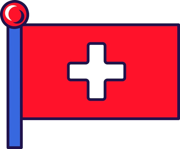 Bandera de la nación de la confederación suiza en vector de asta de bandera