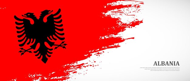 Bandera nacional de Albania con fondo de banner de bandera de pincel texturizado dibujado a mano