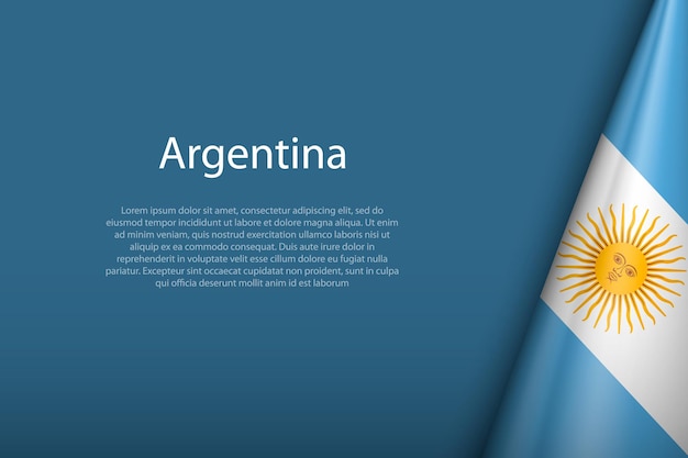 Bandera nacional argentina aislada en el fondo con copyspace