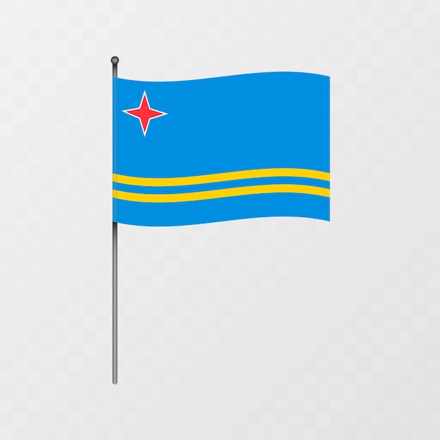 Bandera nacional de Aruba en el mástil de la bandera Ilustración vectorial