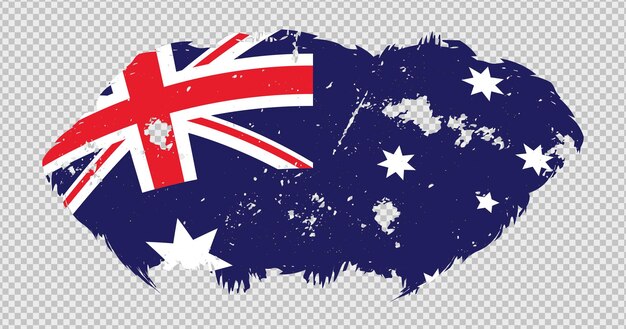 Bandera nacional de Australia con efecto de pincel de trazo angustiado en un fondo aislado