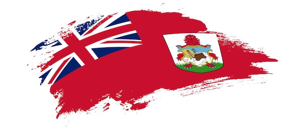 Bandera nacional de Bermudas con efecto de trazo de pincel de mancha curva sobre fondo blanco