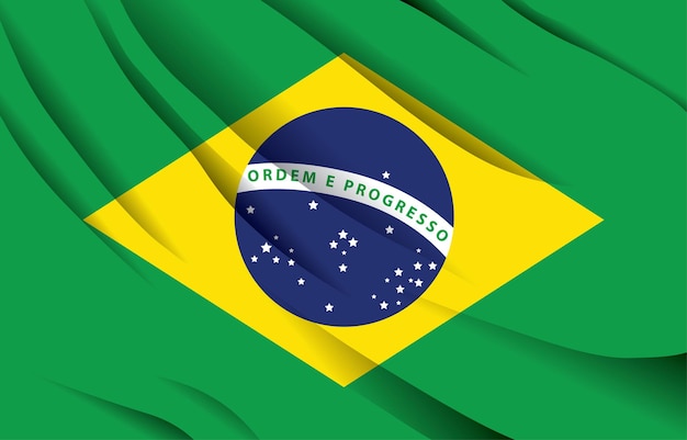 Vector bandera nacional de brasil ondeando ilustración vectorial realista