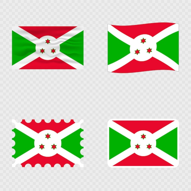 Bandera nacional de Burundi en cuatro estilos diferentes