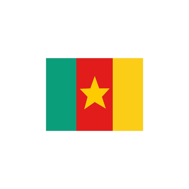 Bandera nacional de Camerún con diseño de icona de estrella amarilla, verde rojo y vector amarillo
