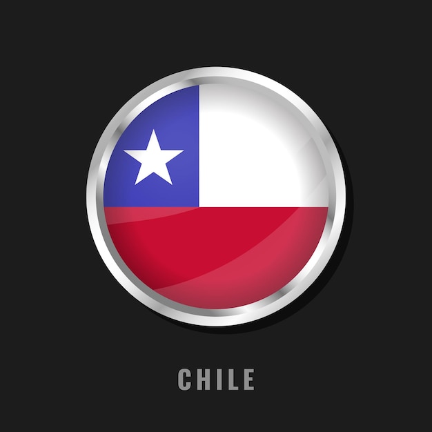 Bandera nacional de Chile con marco redondo Bandera circular brillante de Chile