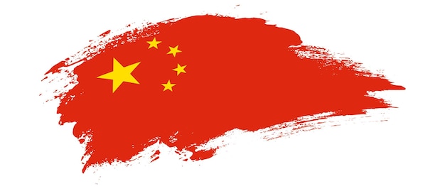 Bandera nacional de China con efecto de trazo de pincel de mancha curva sobre fondo blanco