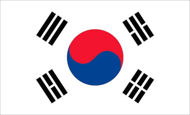 Vector bandera nacional de corea del sur con colores oficiales