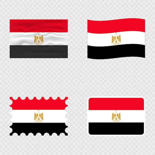 Bandera nacional de Egipto en cuatro estilos diferentes