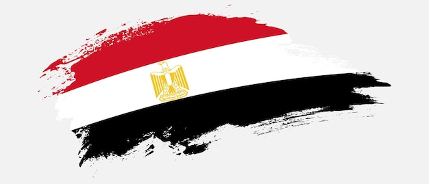 Bandera nacional de Egipto con efecto de trazo de pincel de mancha curva sobre fondo blanco