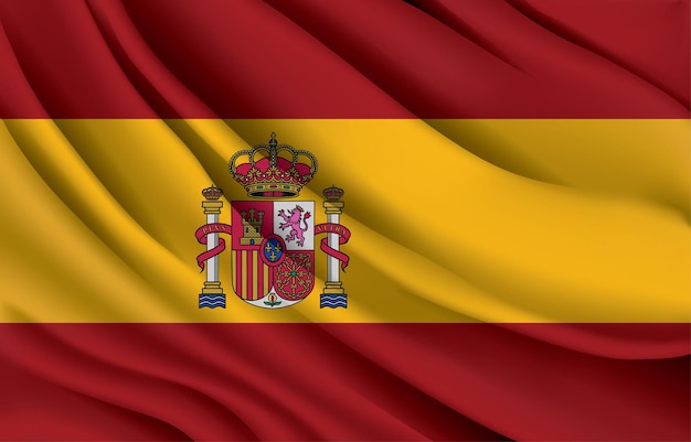 Vector bandera nacional de españa ondeando ilustración vectorial realista