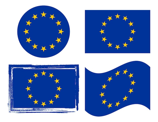 Bandera nacional de Europa original y simple Bandera de la UE de la Unión Europea vector aislado