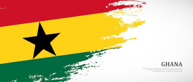 Bandera nacional de Ghana con fondo de banner de bandera de pincel texturizado dibujado a mano