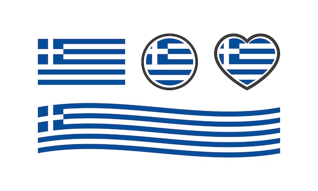 Vector bandera nacional de grecia bandeira nacional de grecia de color plano en forma de círculo cuadrado corazón bandera de grecia para el diseño iconos vectoriales