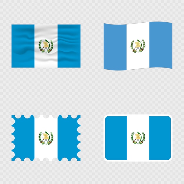 Bandera nacional de Guatemala en cuatro estilos diferentes
