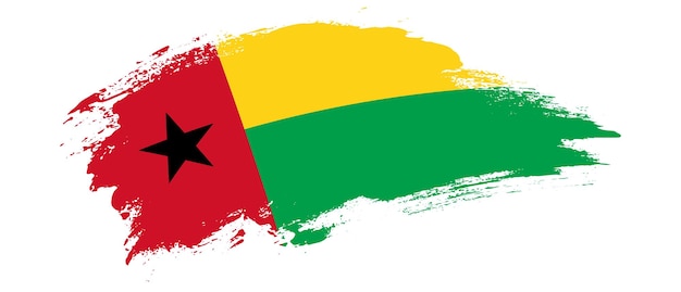 Bandera nacional de Guinea-Bissau con efecto de trazo de pincel de mancha curva sobre fondo blanco