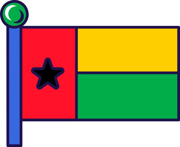 Bandera nacional de guinea bissau en vector de asta de bandera