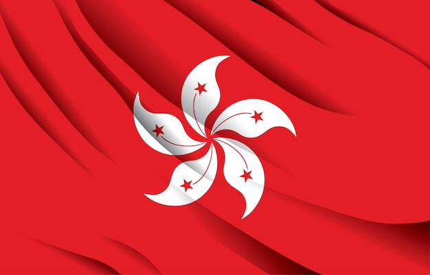 bandera nacional de hong kong ondeando ilustración vectorial realista