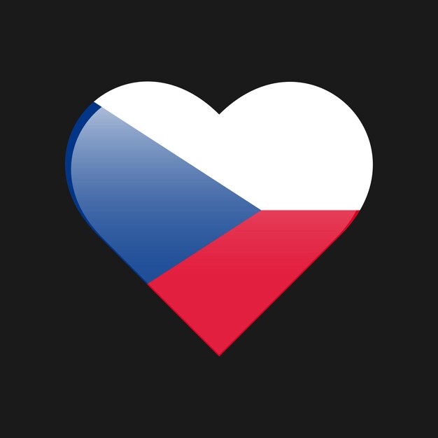 La bandera nacional del icono del amor de la República Checa aislada sobre un fondo negro Vector
