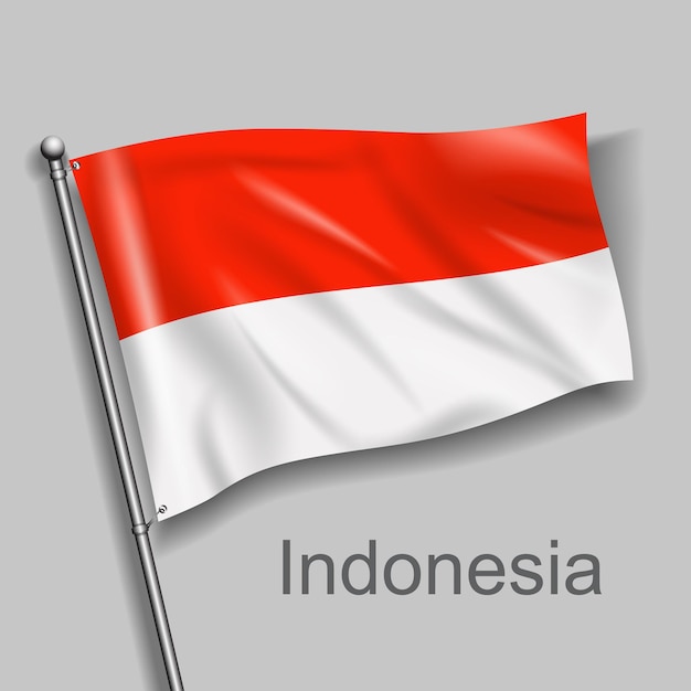 Vector la bandera nacional de indonesia en asia