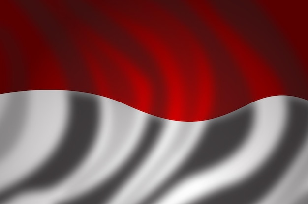 Bandera nacional de indonesia de fondo con una ola de bandera realista