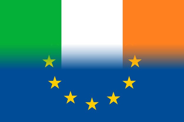 Bandera nacional de Irlanda con un círculo de estrellas de la UE
